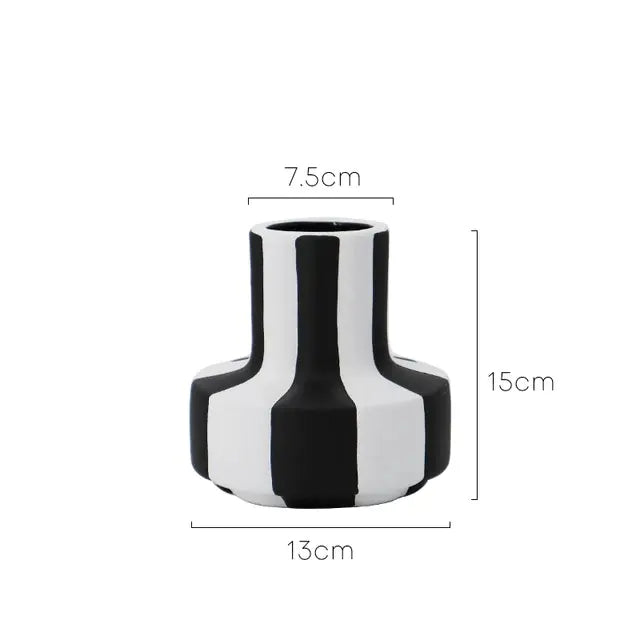 Black And White Striped Ceramic Vase