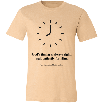 3001C Unisex Jersey Short-Sleeve T-Shirt, Unisex, God's Timing, Faith, Apparel