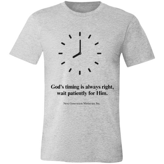 3001C Unisex Jersey Short-Sleeve T-Shirt, Unisex, God's Timing, Faith, Apparel