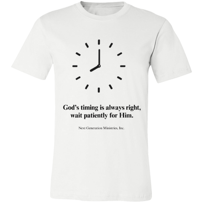 3001C Unisex Jersey Short-Sleeve T-Shirt, Unisex, God's Timing, Faith, Apparel