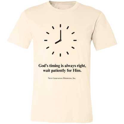 3001C Unisex Jersey Short-Sleeve T-Shirt, Unisex, God's Timing, Faith, Apparel