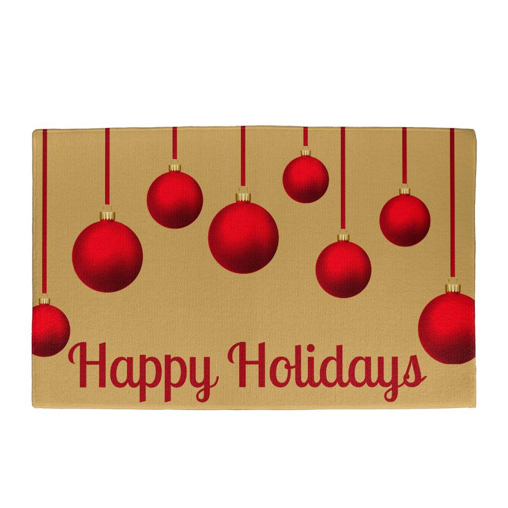 Happy Holiday Christmas doormat, Welcome doormat outside, Holiday Christmas doormat outside, Gold