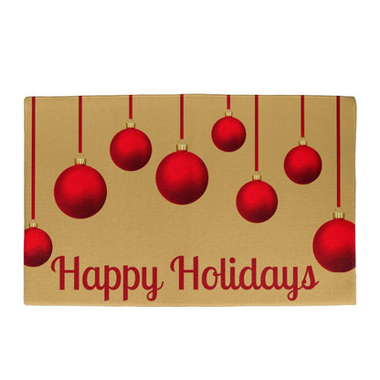 Happy Holiday Christmas doormat, Welcome doormat outside, Holiday Christmas doormat outside, Gold