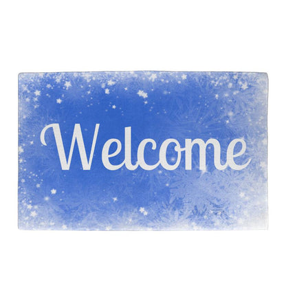 Snowflake Welcome doormat outside, Holiday Christmas doormat outside, Happy Holiday Christmas doormat