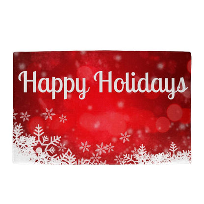 Happy Holiday Christmas doormat, Welcome doormat outside, Holiday Christmas doormat outside, Red