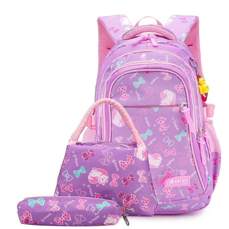 Princess Bow School Backpack, Waterproof, Bundle