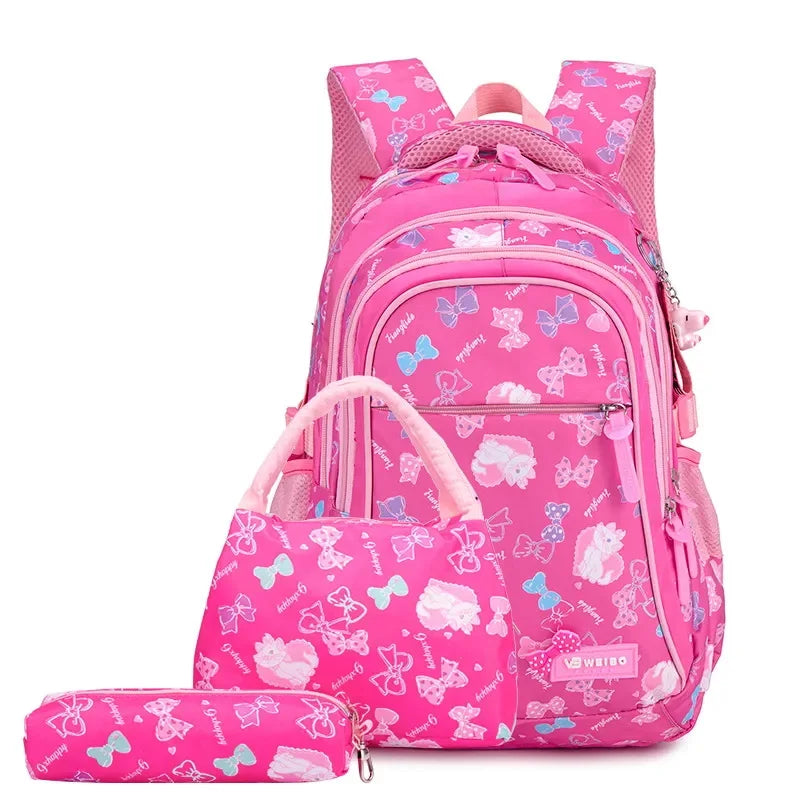 Princess Bow School Backpack, Waterproof, Bundle