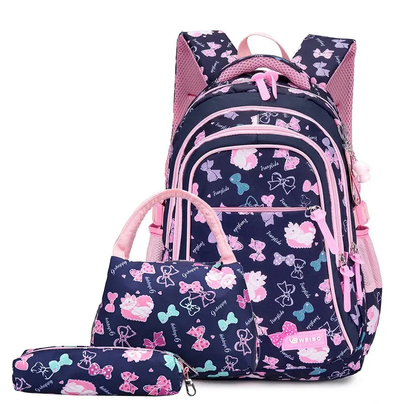 Princess Bow School Backpack, Waterproof, Bundle