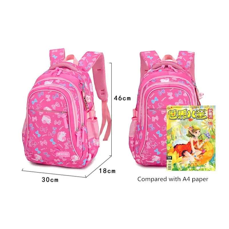 Princess Bow School Backpack, Waterproof, Bundle